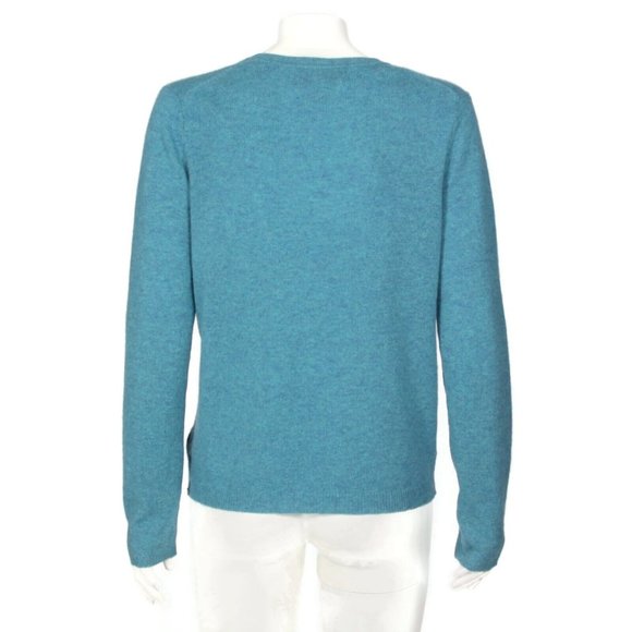 Ellen Tracy Beautiful Blue 100% Cashmere Sweater V-Neck Womens size L - 364 - Picture 3 of 5